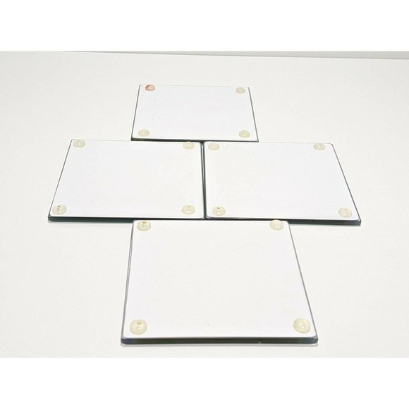 Coasters Glass 4" Square Coffee Cup Mug Set 4 Barb Tourtillotte - Picture 2 of 2